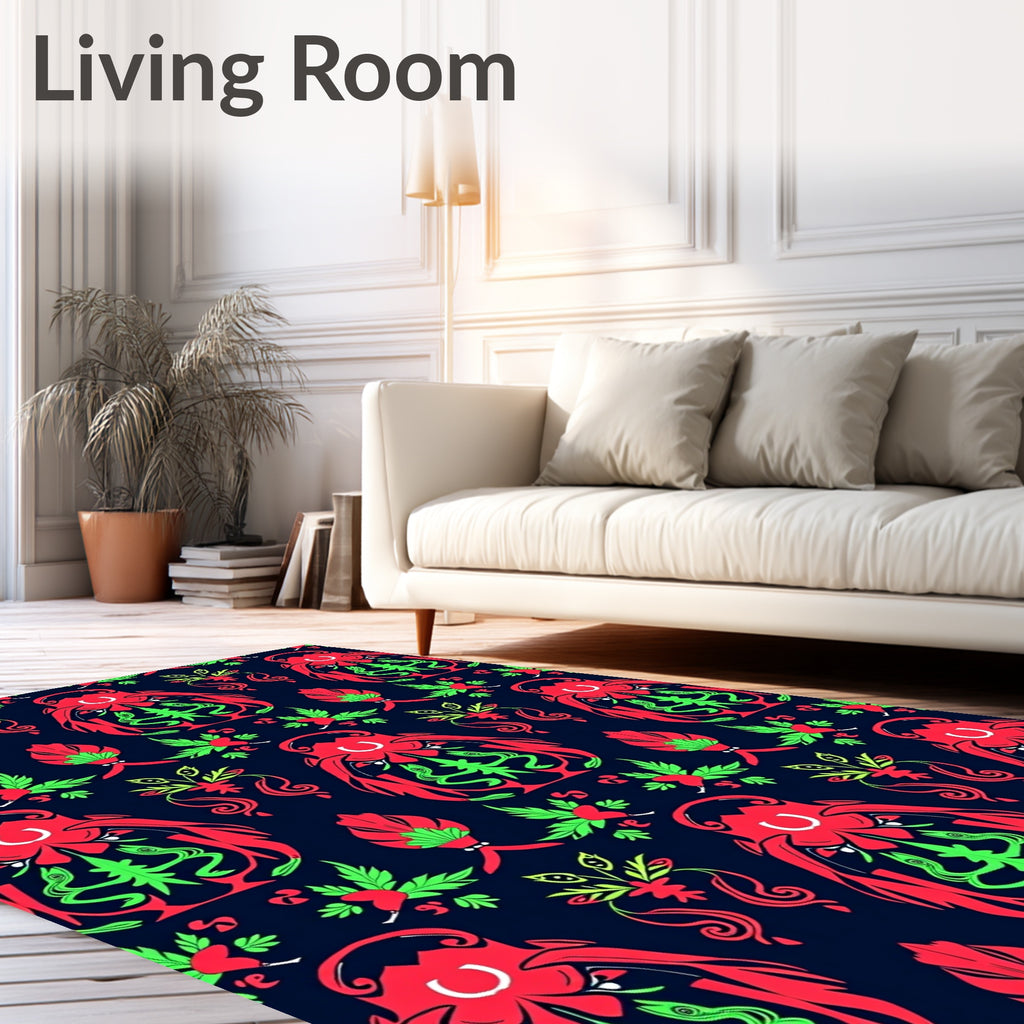 Crimson Green Kraken Garden Tile Rug