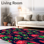Crimson Green Kraken Garden Tile Rug