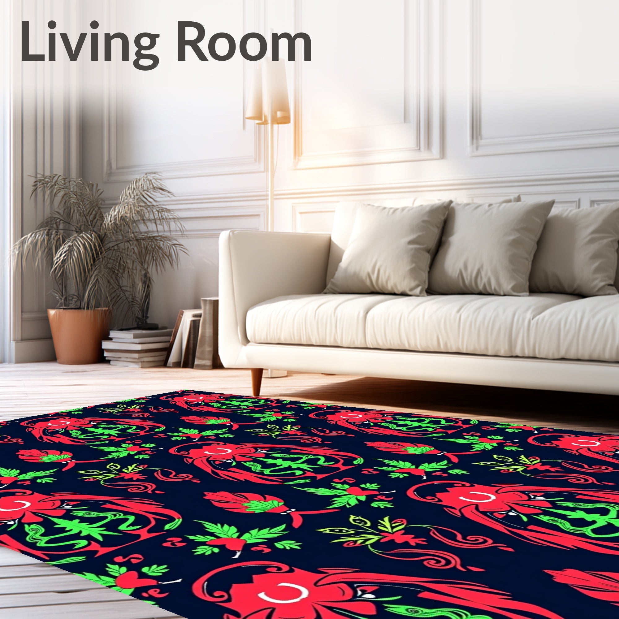 Crimson Green Kraken Garden Tile Rug