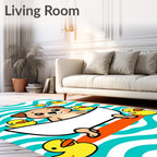 Playful Puppy Bath Time Yellow Ducks Rug