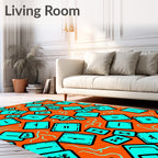 Bright Teal Geometric Square Scatter Rug