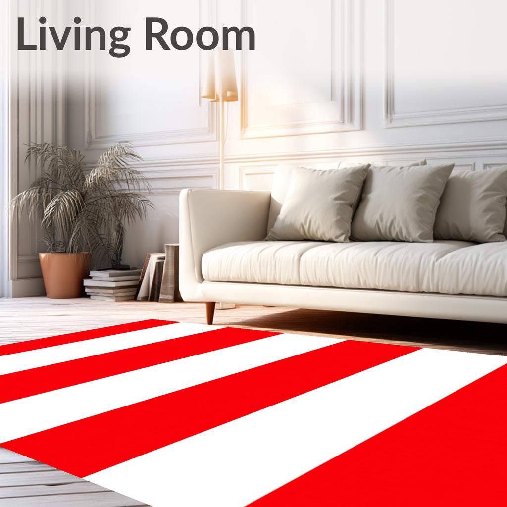 Bold Red White Horizontal Stripe Rug
