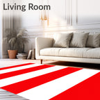 Bold Red White Horizontal Stripe Rug