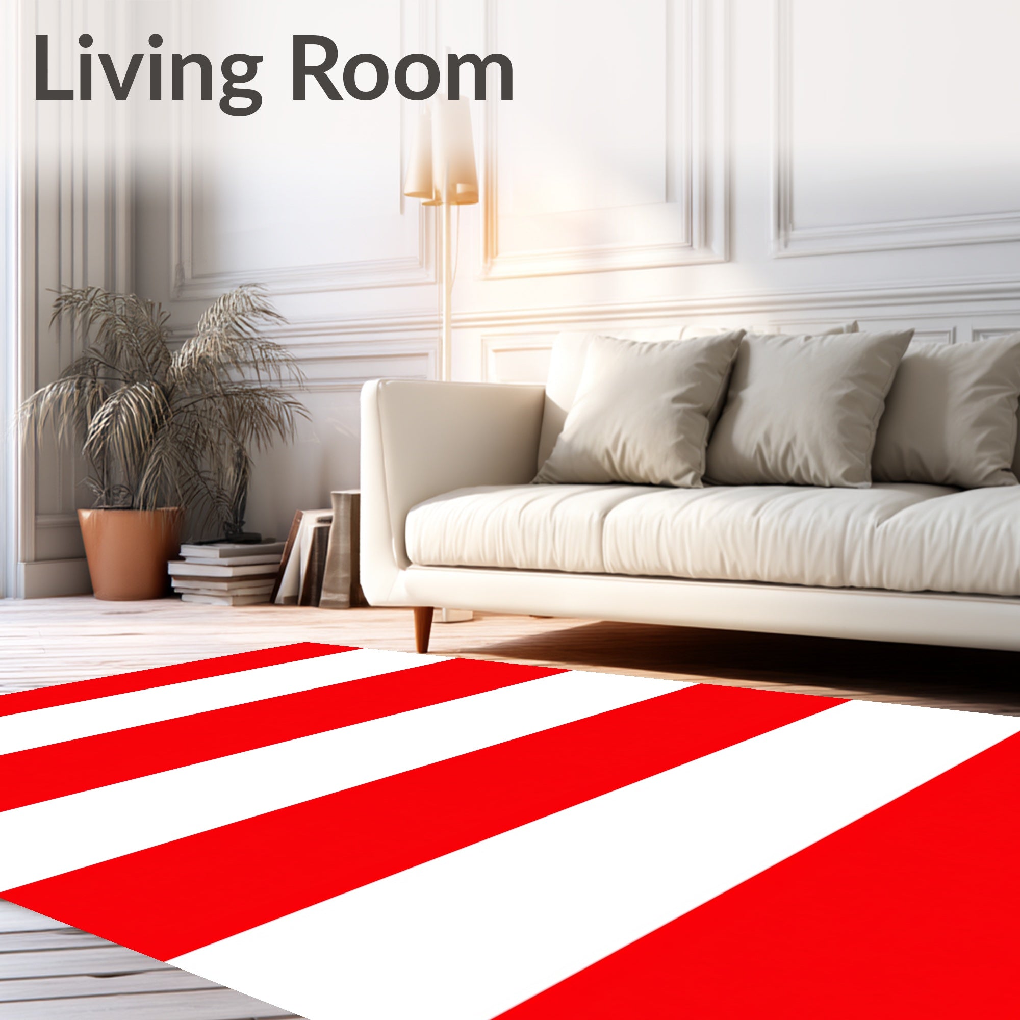 Bold Red White Horizontal Stripe Rug