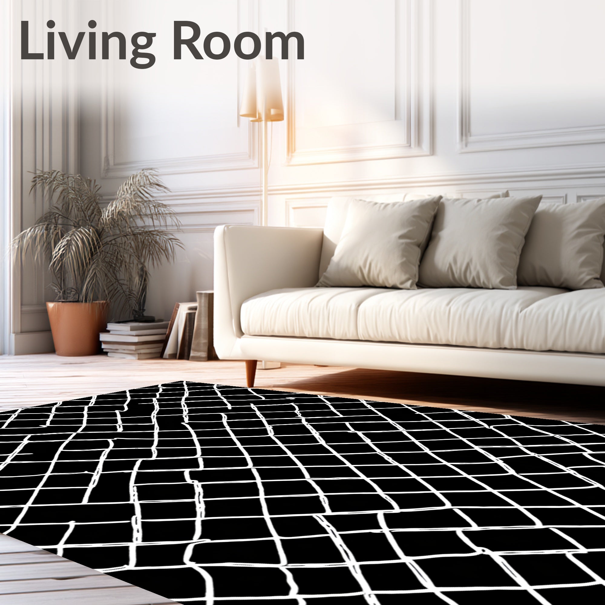 Monochromatic Wire Mesh Overlay Rug