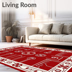 Crimson Ivory Geometric Medallion Abstraction Rug