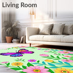 Vibrant Butterfly Garden Blooms Rug