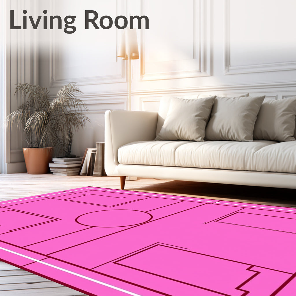Pink Geometric Box Circle Arrangement Rug