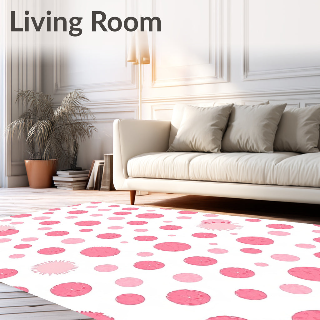Pink Circles Sunburst Scatter Rug