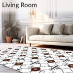 Brown Oval Black Continuous Line Rug
