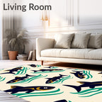 Navy and Gold Schooling Fish Rug