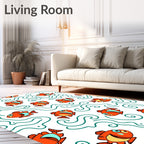 Orange Fish In Teal Swirls Rug