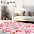 Pink Cartoon Creature Whimsical Repeat Rug