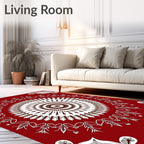 Cardinal Red Floral Geometric Mandala Rug