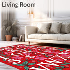Red Floral Alphabet Garden Rug