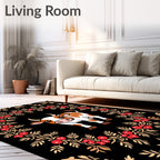 Whimsical Cow and Berry Laurel Frame Rug