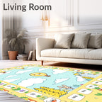 Happy Yellow Hot Air Balloon Sky Rug