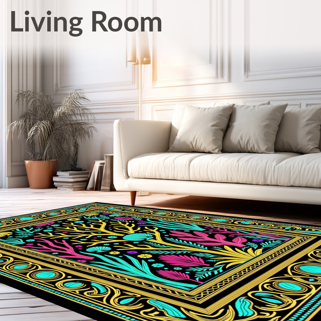 Vibrant Coral Reef Botanical Garden Rug
