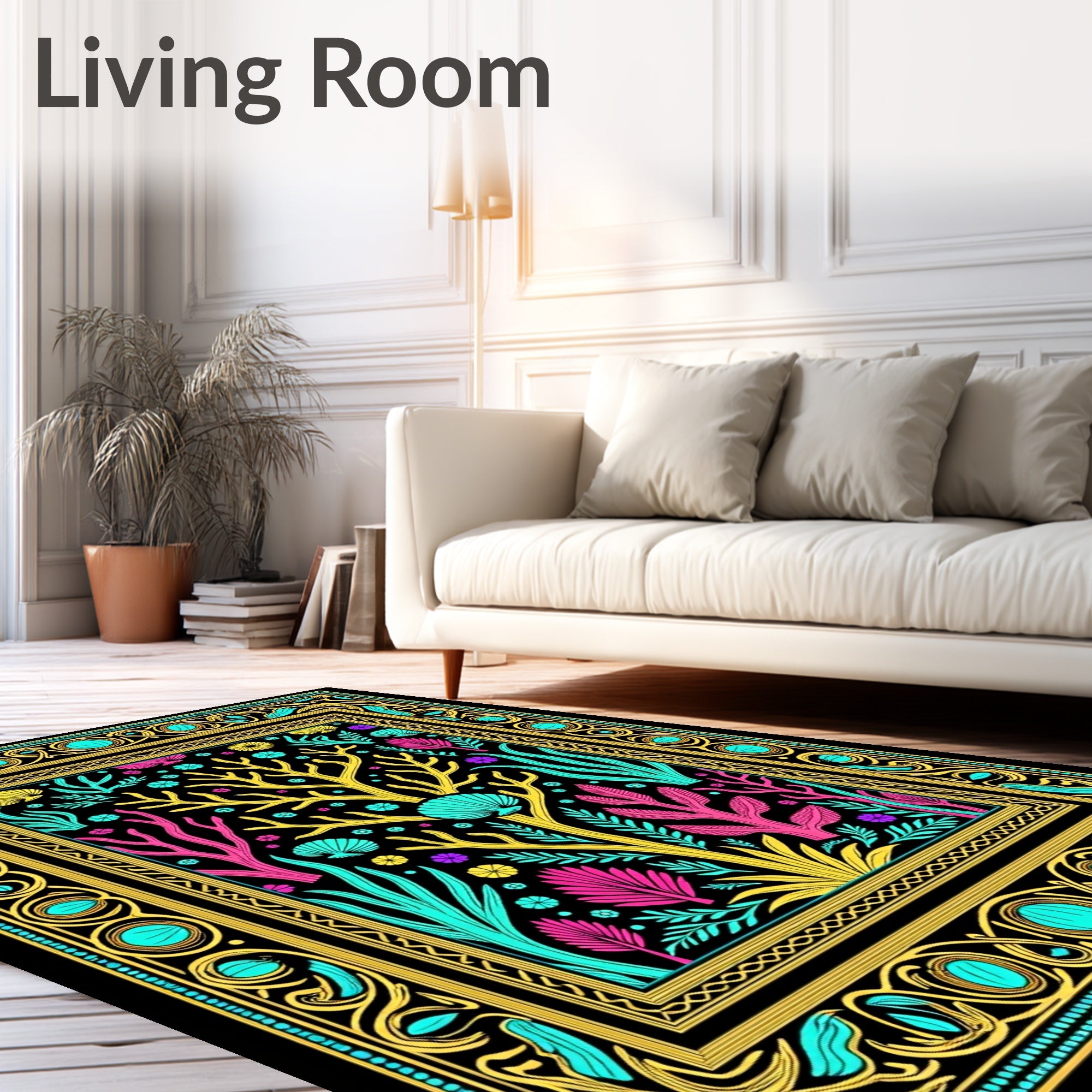 Vibrant Coral Reef Botanical Garden Rug