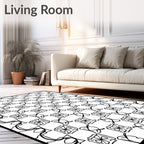 Black White Abstract Interlocking Motif Rug