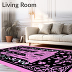 Pink Castle Floral Butterfly Whimsical Rug