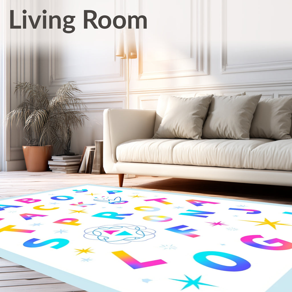 Alphabet Splash Rainbow Gradient Letters Rug