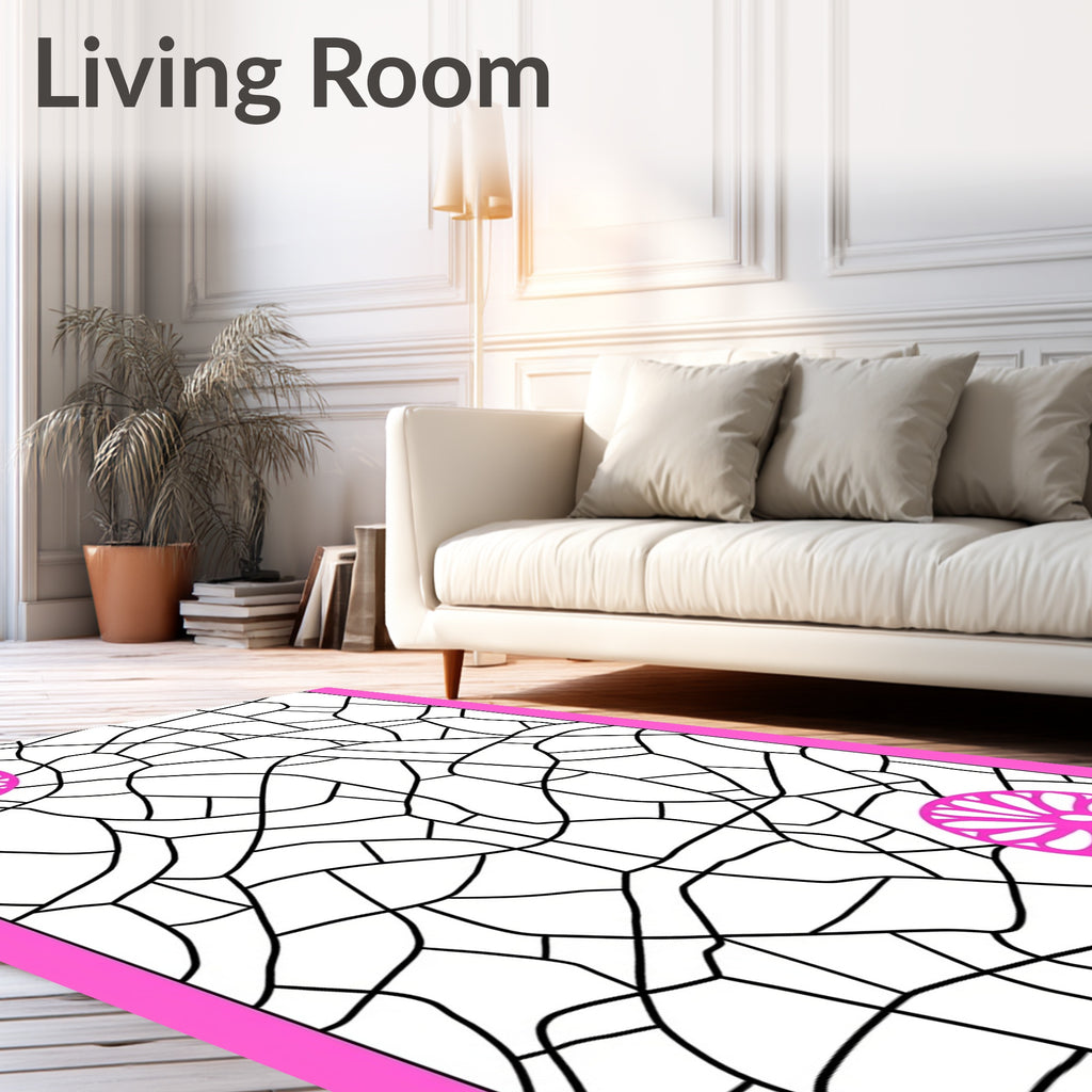 Hot Pink Floral Network Rug