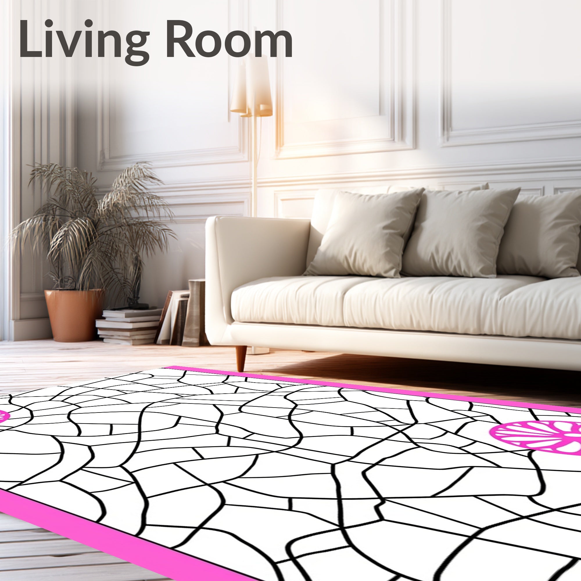 Hot Pink Floral Network Rug