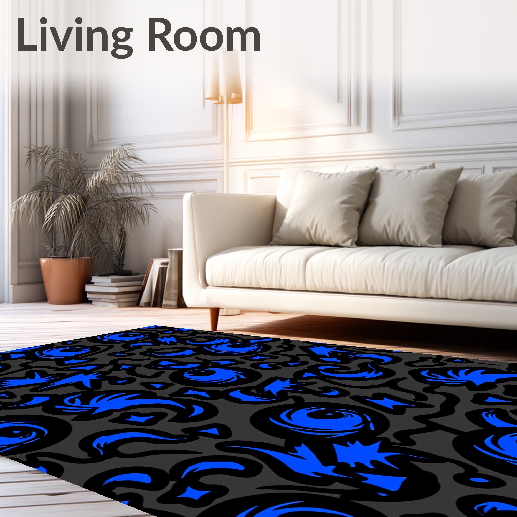 Electric Blue Abstract Swirls Rug