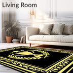 Golden Laurel Trophy Black Border Rug