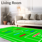 Green Field With Colorful Horizontal Stripes Rug