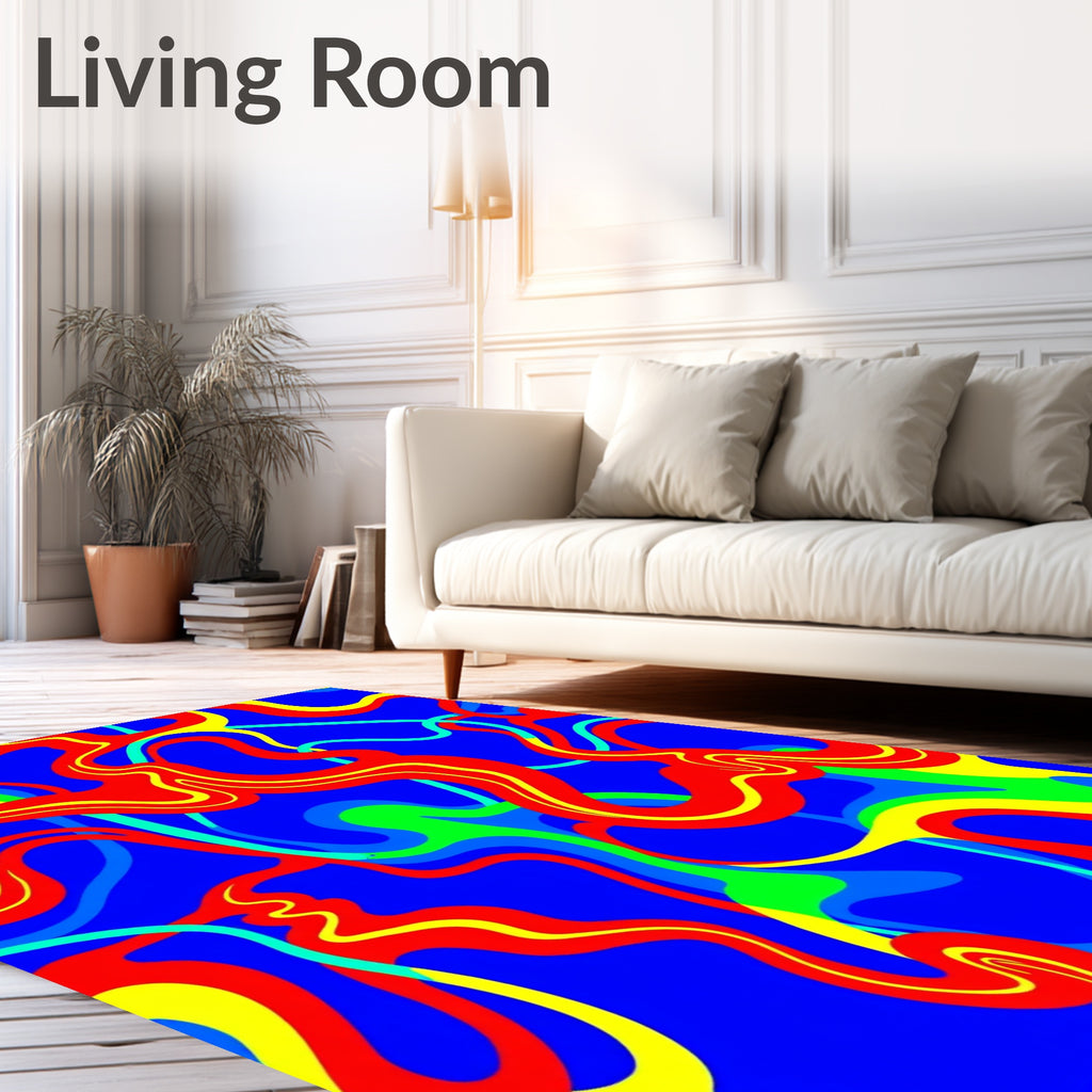 Psychedelic Blue Red Swirl Abstract Rug