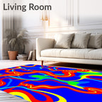 Psychedelic Blue Red Swirl Abstract Rug