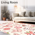Cute Pink Forest Creatures Floral Scatter Rug