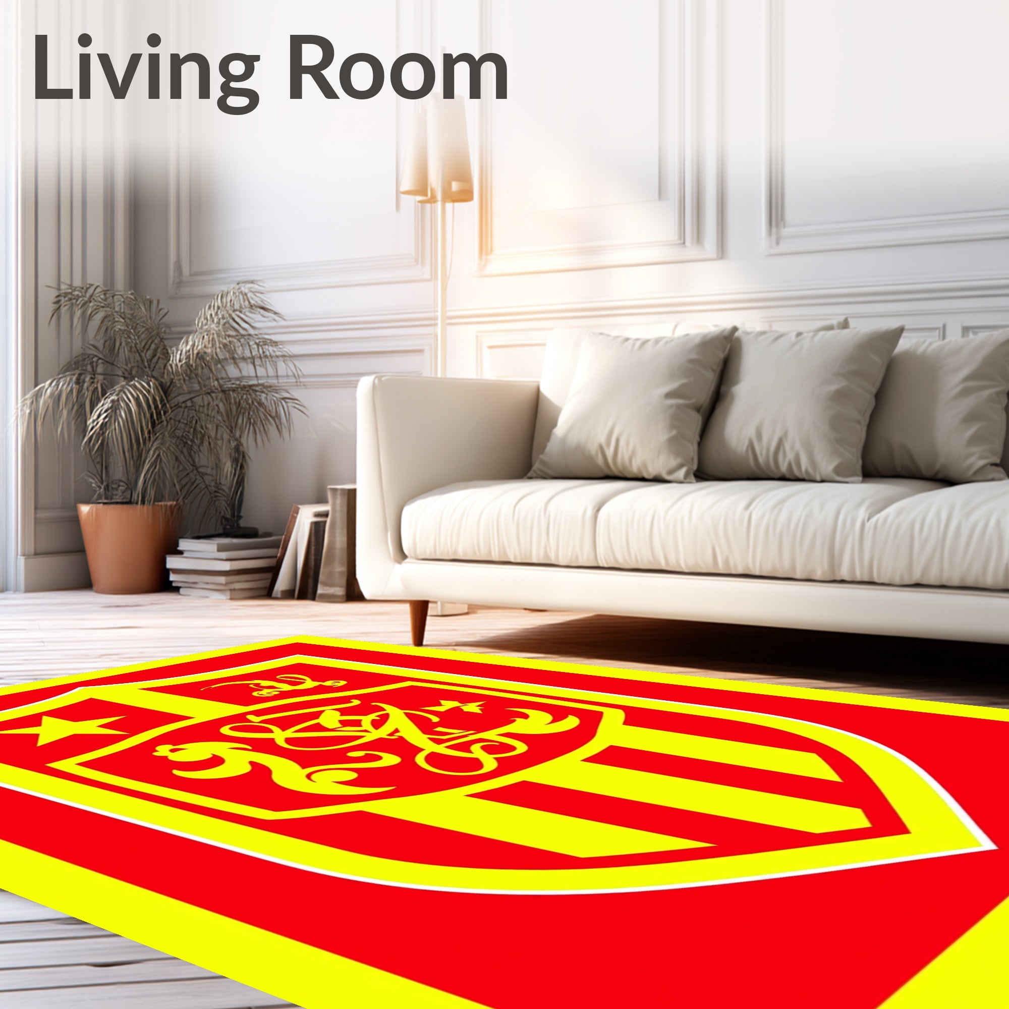 Bold Red Yellow Crest Emblem Rug