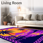 Vibrant Sunset Palms Coastal Serenity Rug
