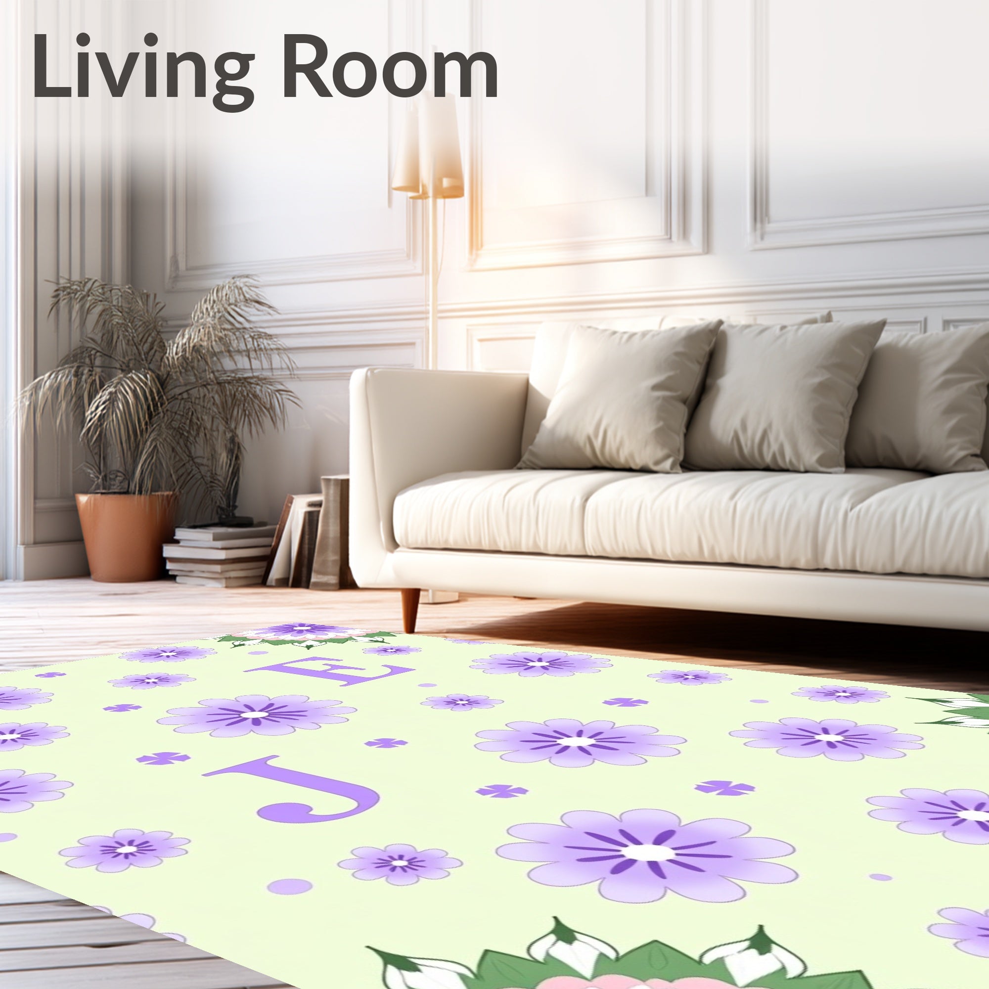 Pastel Lavender Floral Mandala Medley Rug