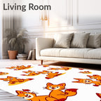 Playful Orange Fox Family Repeat Rug