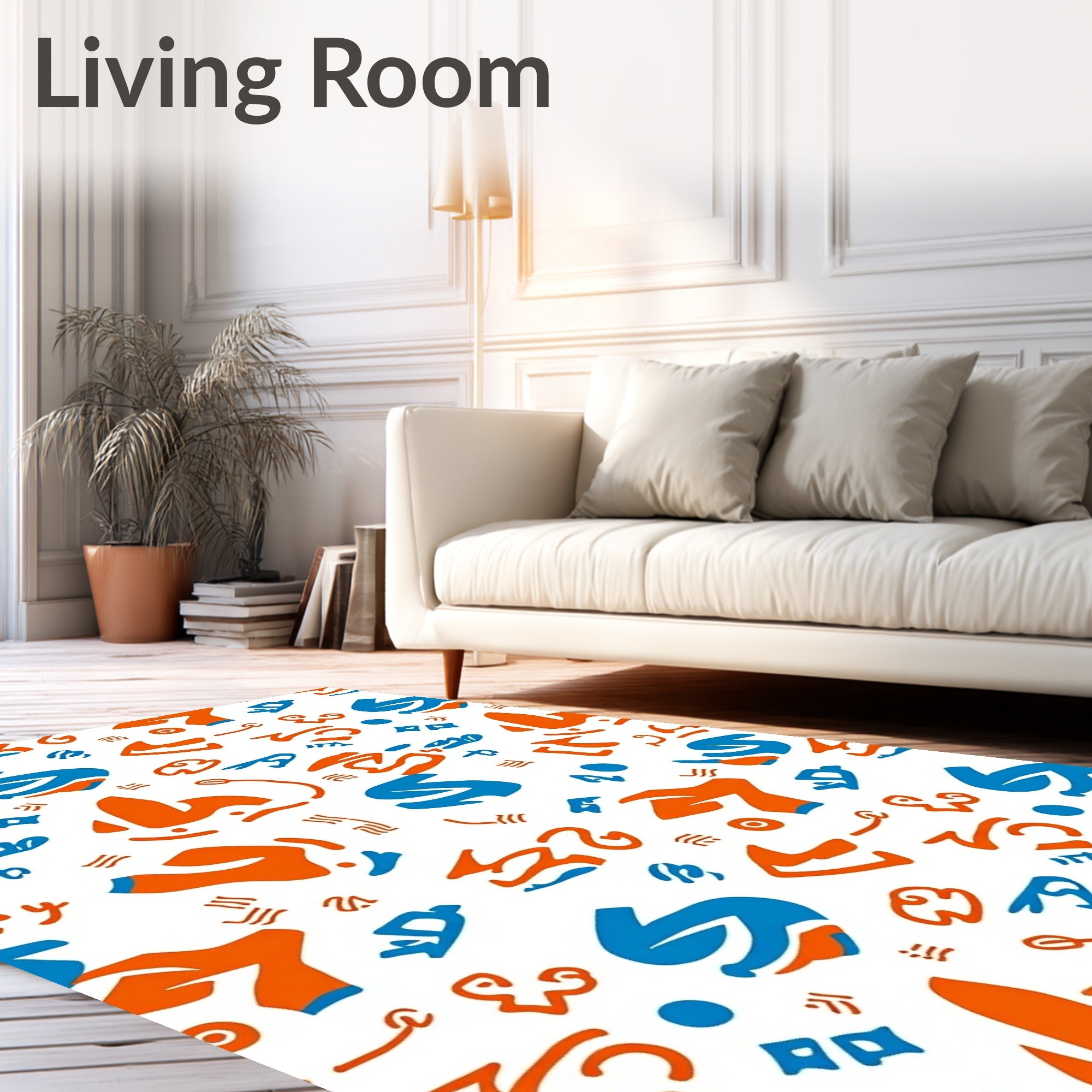 Bold Orange Blue Abstract Forms Rug