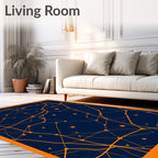 Cosmic Orange Lines Celestial Map Rug