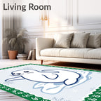 Cute Seal and Snowflakes Border Rug