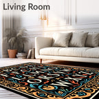 Ornate Alphabet Floral Border Print Rug