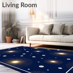 Navy Golden Starburst Sunburst Rug
