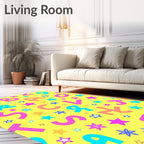 Whimsical Alphabet Stars Yellow Rug