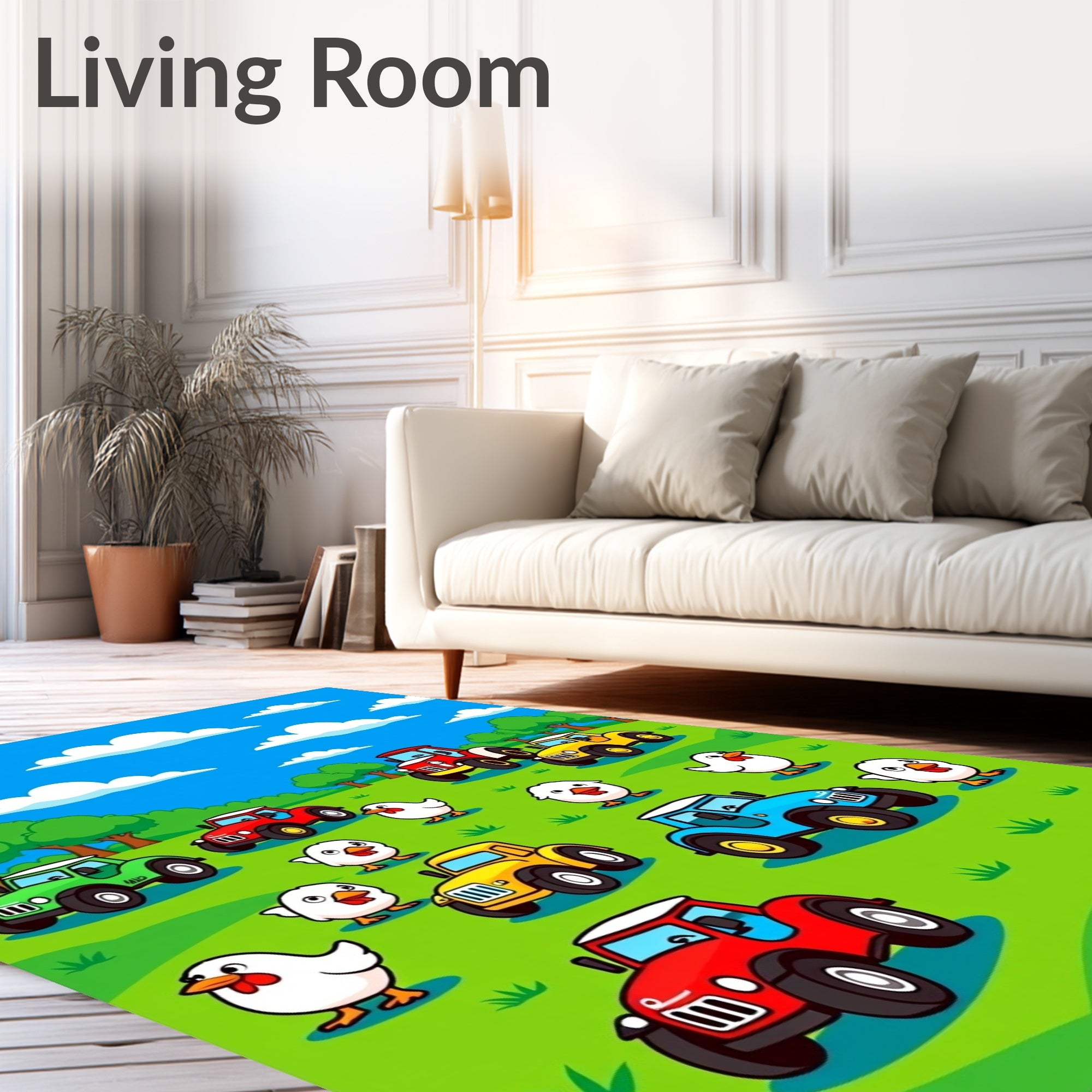 Farm Friends Tractors And Chicks Rug