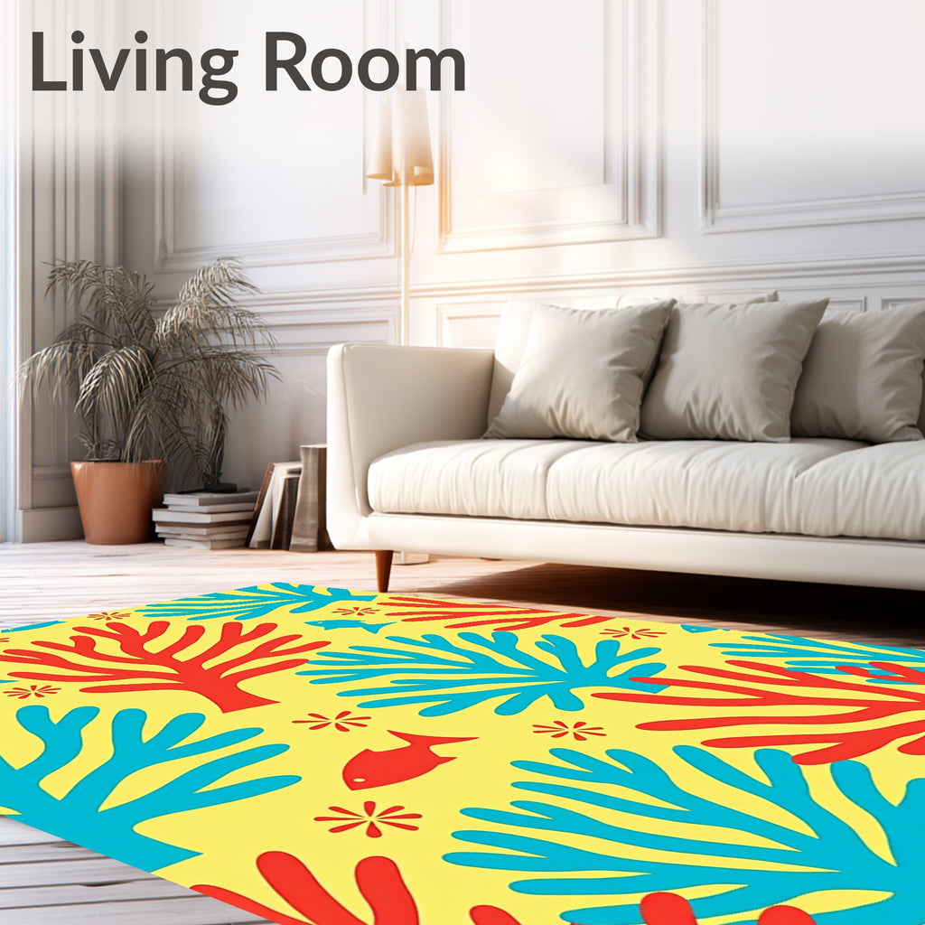 Coral Reef Fish Abstract Art Rug