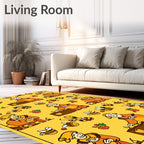 Whimsical Bee Keeper Yellow Folk Art Rug