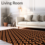 Golden Orange Floral Tessellation Rug