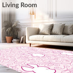 Pink Bunny Swirl Floral Rug