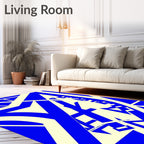 Bold Royal Blue Abstract Forms Rug